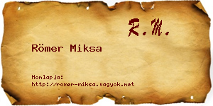 Römer Miksa névjegykártya